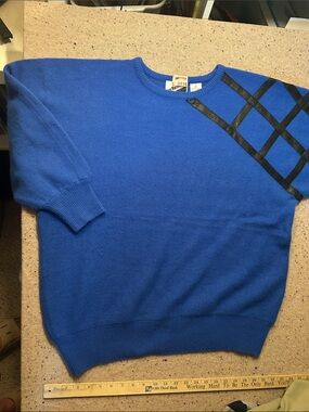 Ian Ross Wool and Leather Dolman Sleeve Sweater Vintage 2X